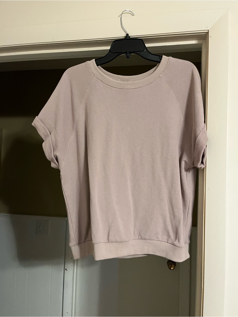 Women's Short Sleeve Pullover Sweatshirt - Blush Pink